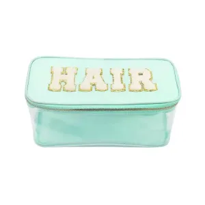 Varsity Collection Clear Hair Cosmetic Bag Chenille