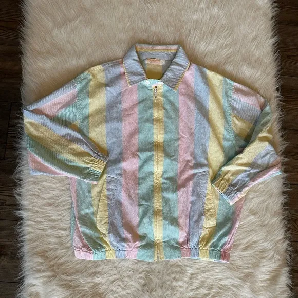 Vintage Brooks Brothers Jacket Seersucker Jacket Zip-Up Long Sleeve Jacket