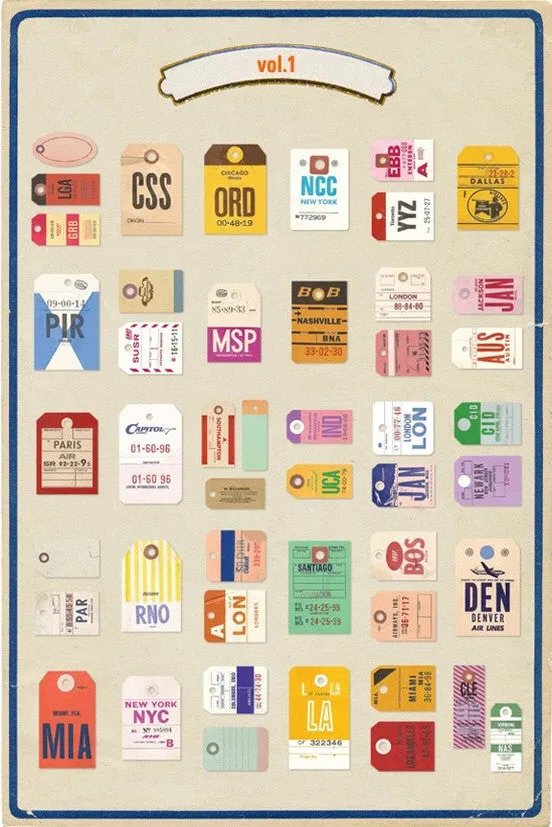 Vintage Traveltag Label Set - Vol.1