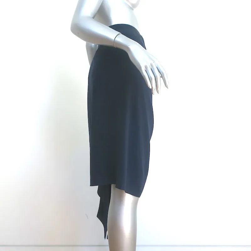 Vintage Valentino Boutique Asymmetric Gathered-Side Skirt Navy Silk Size 6
