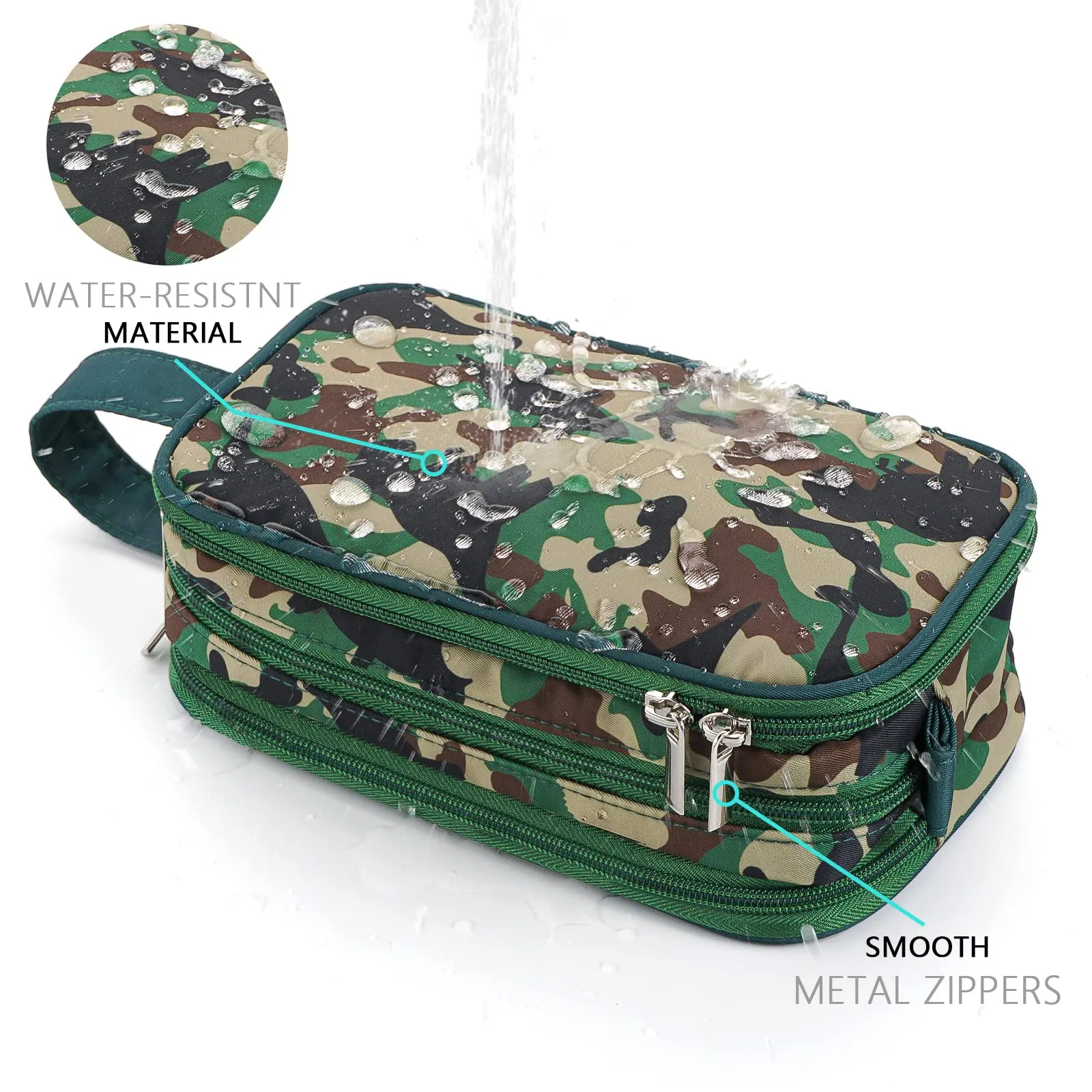 Vipdeal Kids Toiletry Bag for Boys, Travel Toiletry Bag for Little Young Boys Waterproof Hanging Wash Bag Toddler Traveling Toiletries, Dinosaur Camo