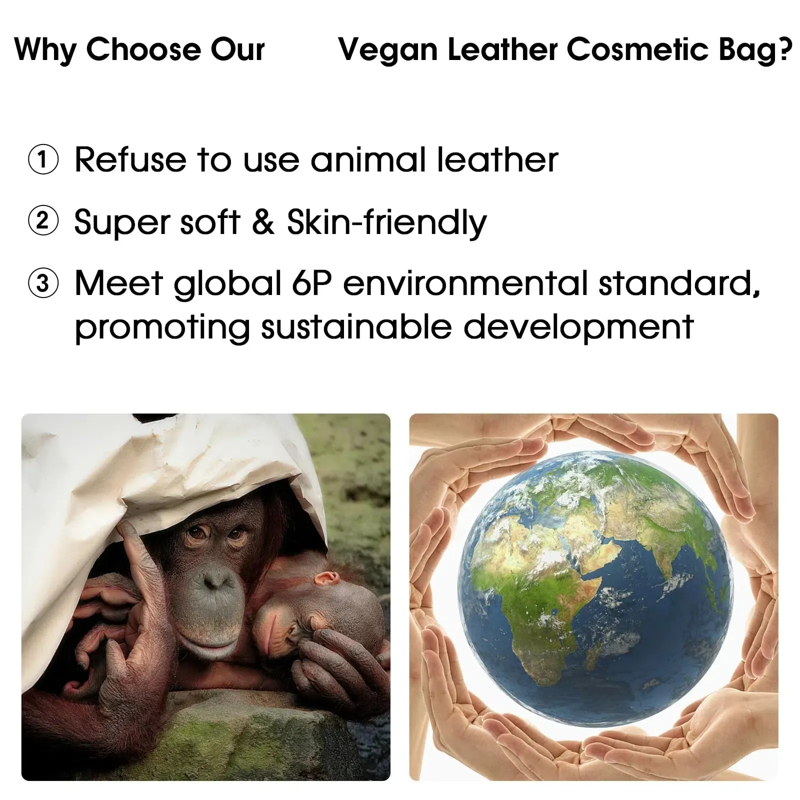Wandering Nature Makeup Bag, Travel Make Up Organizer Cosmetic Brush Bags Case for Women in Vegan Leather, Beige,Patent Pending