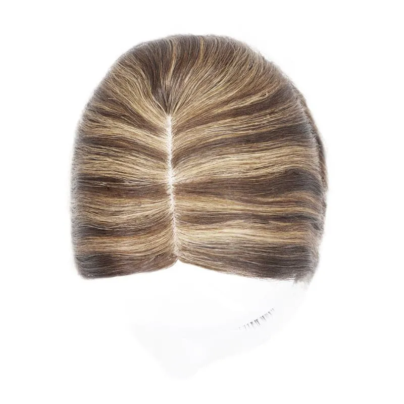 Wavy Human Hair Topper Caramel Highlights 13*15cm Silk Base