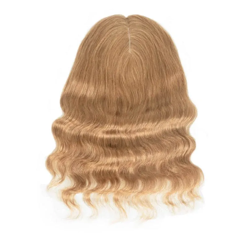 Wavy Human Hair Topper Dark Blonde 13*15cm Silk Base
