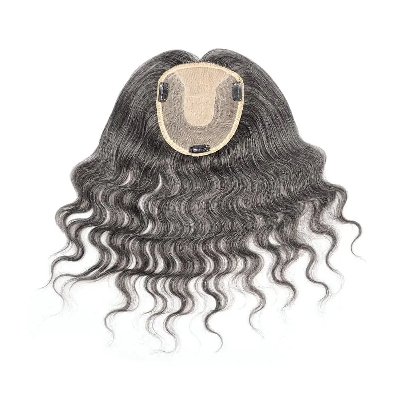 Wavy Human Hair Topper For Thinning Hair 13*15cm Silk Base All Shades