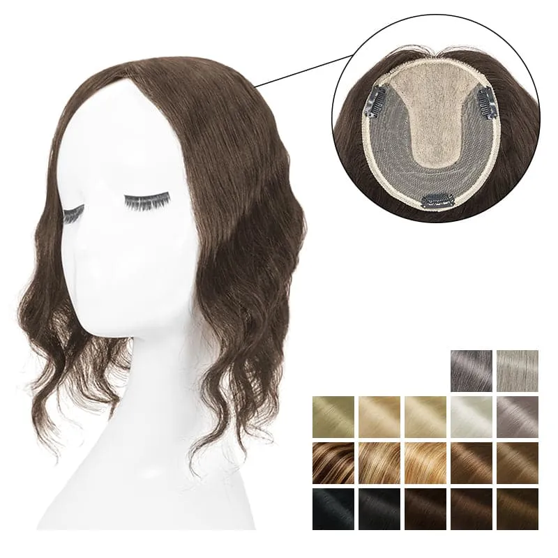Wavy Human Hair Topper For Thinning Hair 13*15cm Silk Base All Shades
