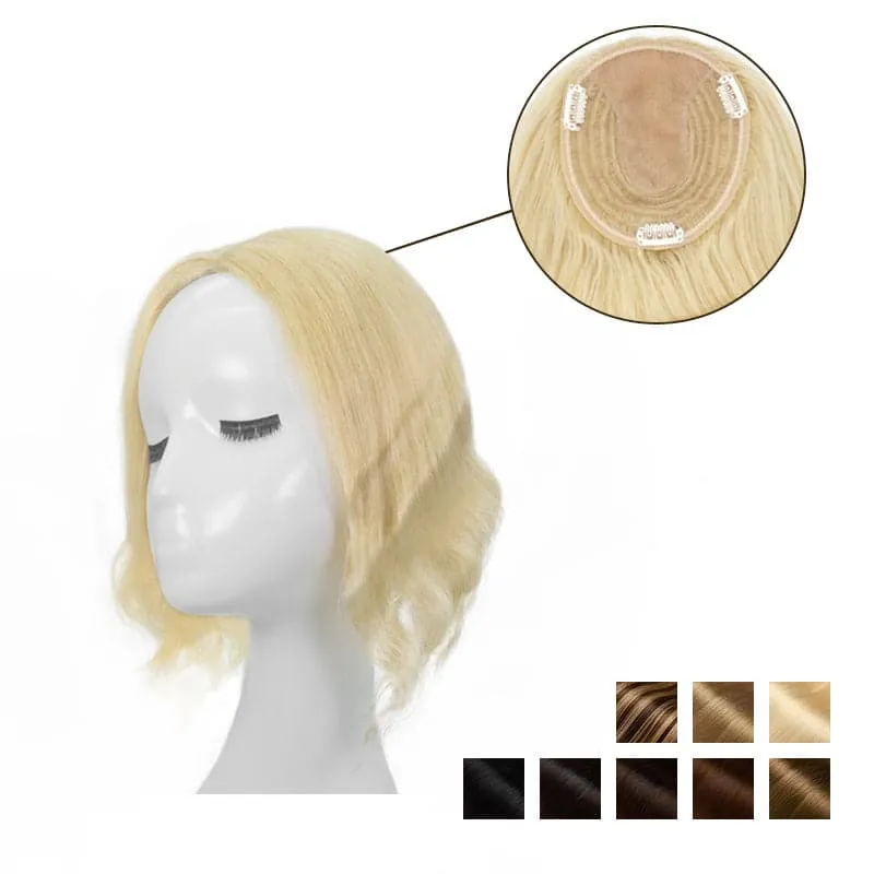 Wavy Human Hair Topper For Thinning Hair 13*15cm Silk Base All Shades