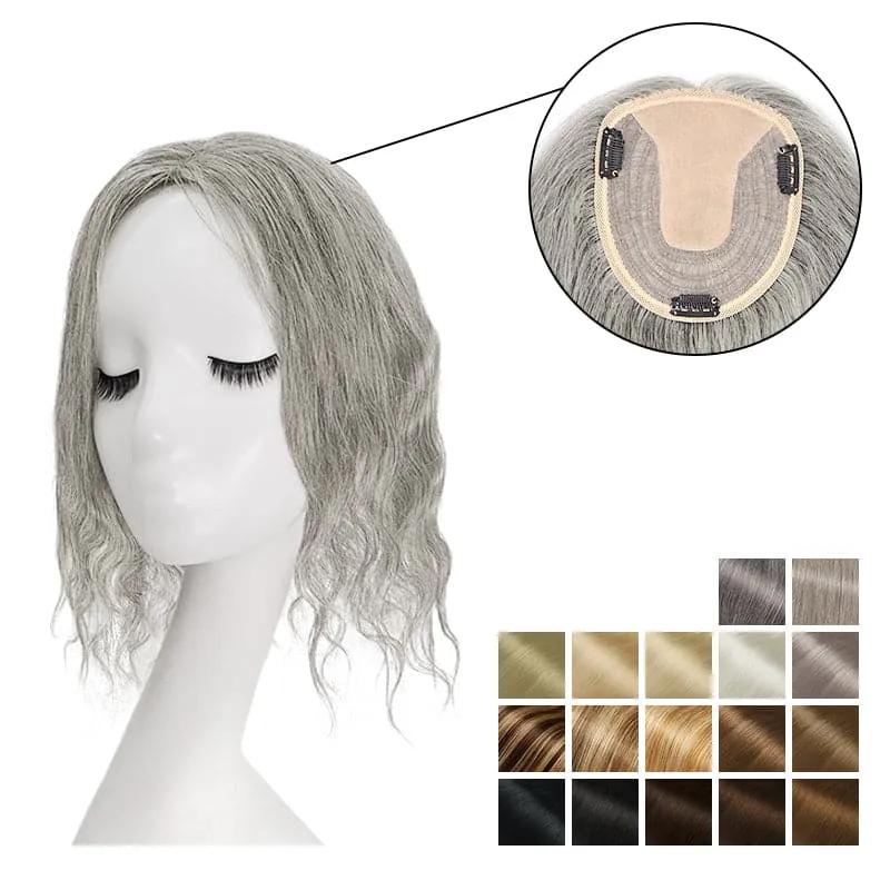Wavy Human Hair Topper For Thinning Hair 13*15cm Silk Base All Shades