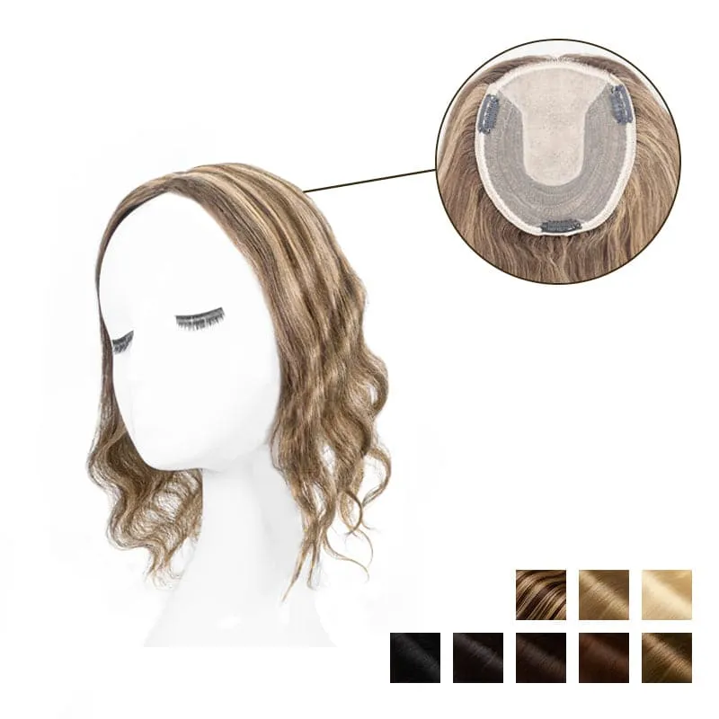 Wavy Human Hair Topper For Thinning Hair 13*15cm Silk Base All Shades