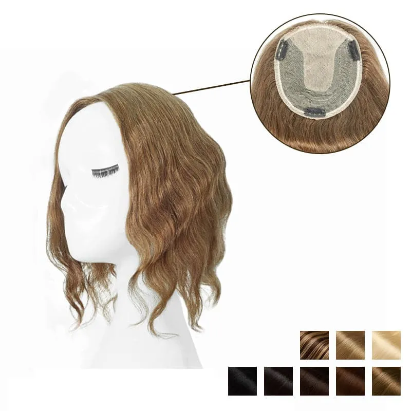 Wavy Human Hair Topper For Thinning Hair 13*15cm Silk Base All Shades
