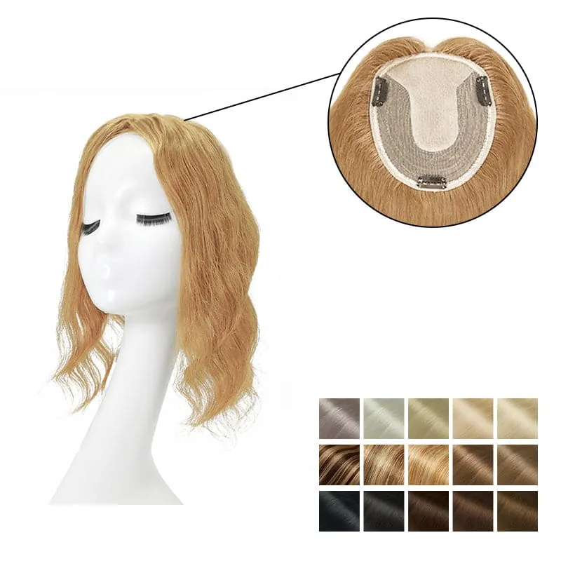 Wavy Human Hair Topper For Thinning Hair 13*15cm Silk Base All Shades