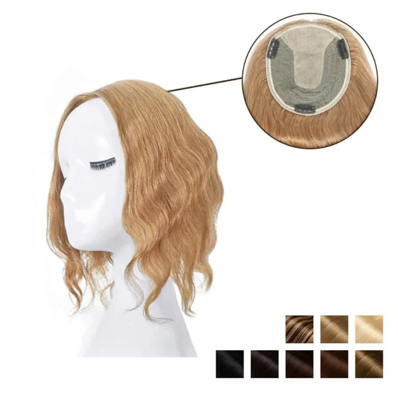 Wavy Human Hair Topper For Thinning Hair 13*15cm Silk Base All Shades