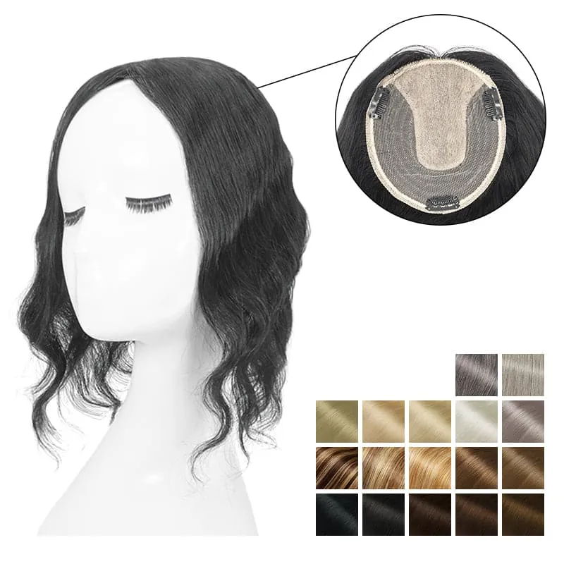 Wavy Human Hair Topper For Thinning Hair 13*15cm Silk Base All Shades