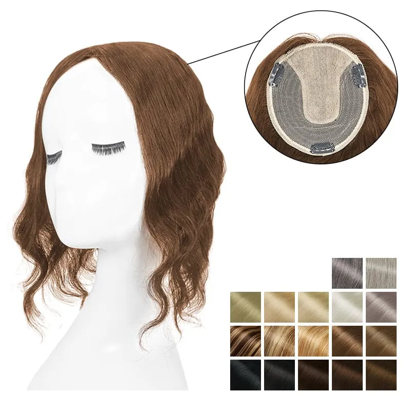 Wavy Human Hair Topper For Thinning Hair 13*15cm Silk Base All Shades