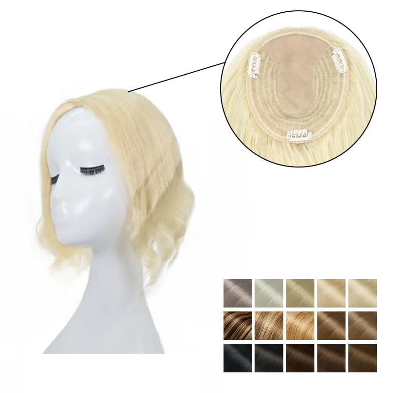 Wavy Human Hair Topper For Thinning Hair 13*15cm Silk Base All Shades