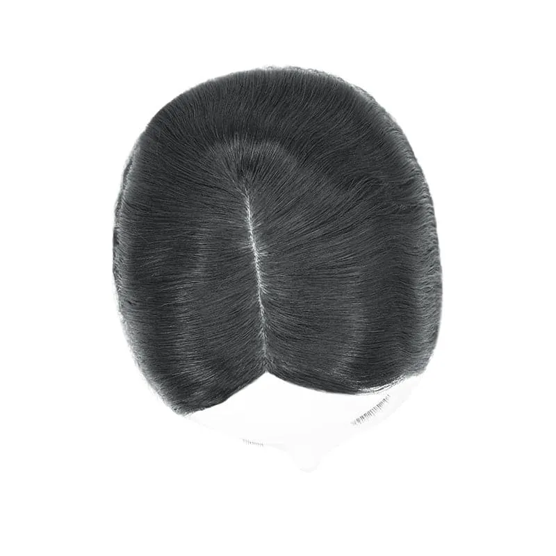 Wavy Human Hair Topper Jet Black 13*15cm Silk Base