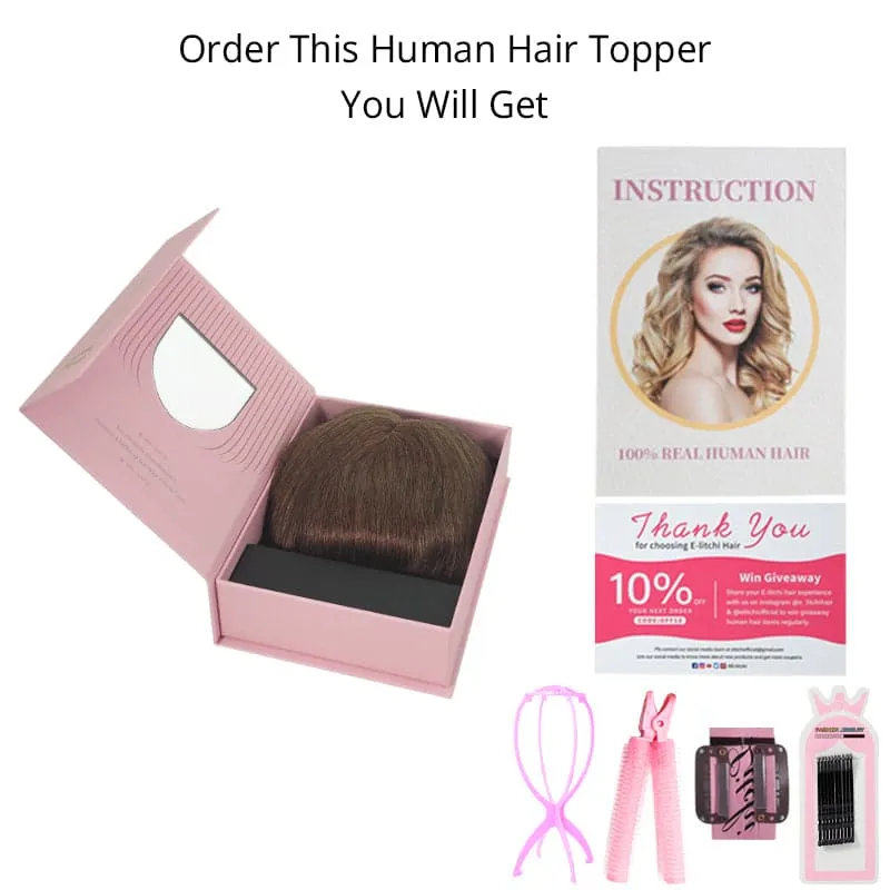 Wavy Human Hair Topper With Bangs Bronde Highlights 13*15cm Silk Base