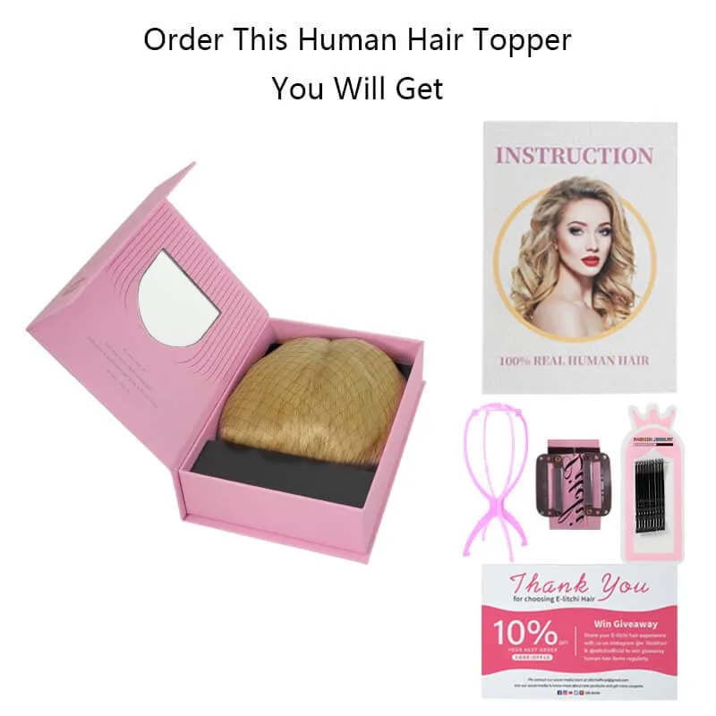 Wavy Human Hair Topper With Bangs For Thinning Hair Dark Blonde 13*15cm Silk Base