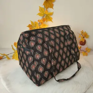 Weekender Travel Bag Black with Red Lamp Design.