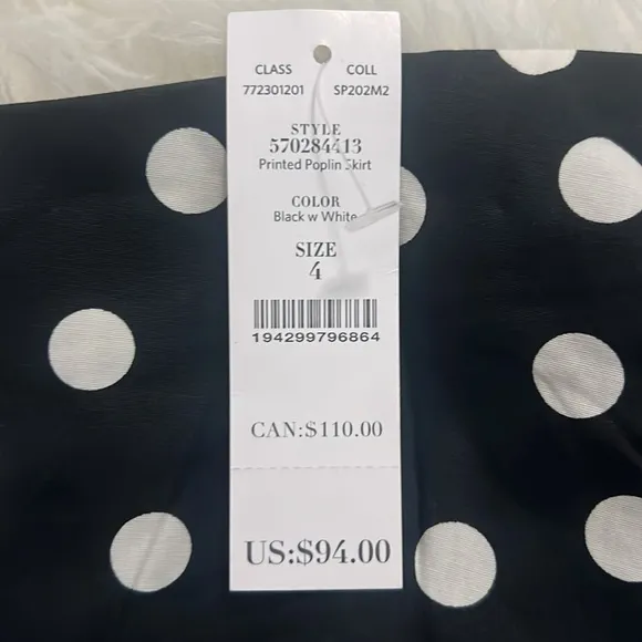 WHBM Black Polka Dot Printed Poplin Ruffled Skirt 4