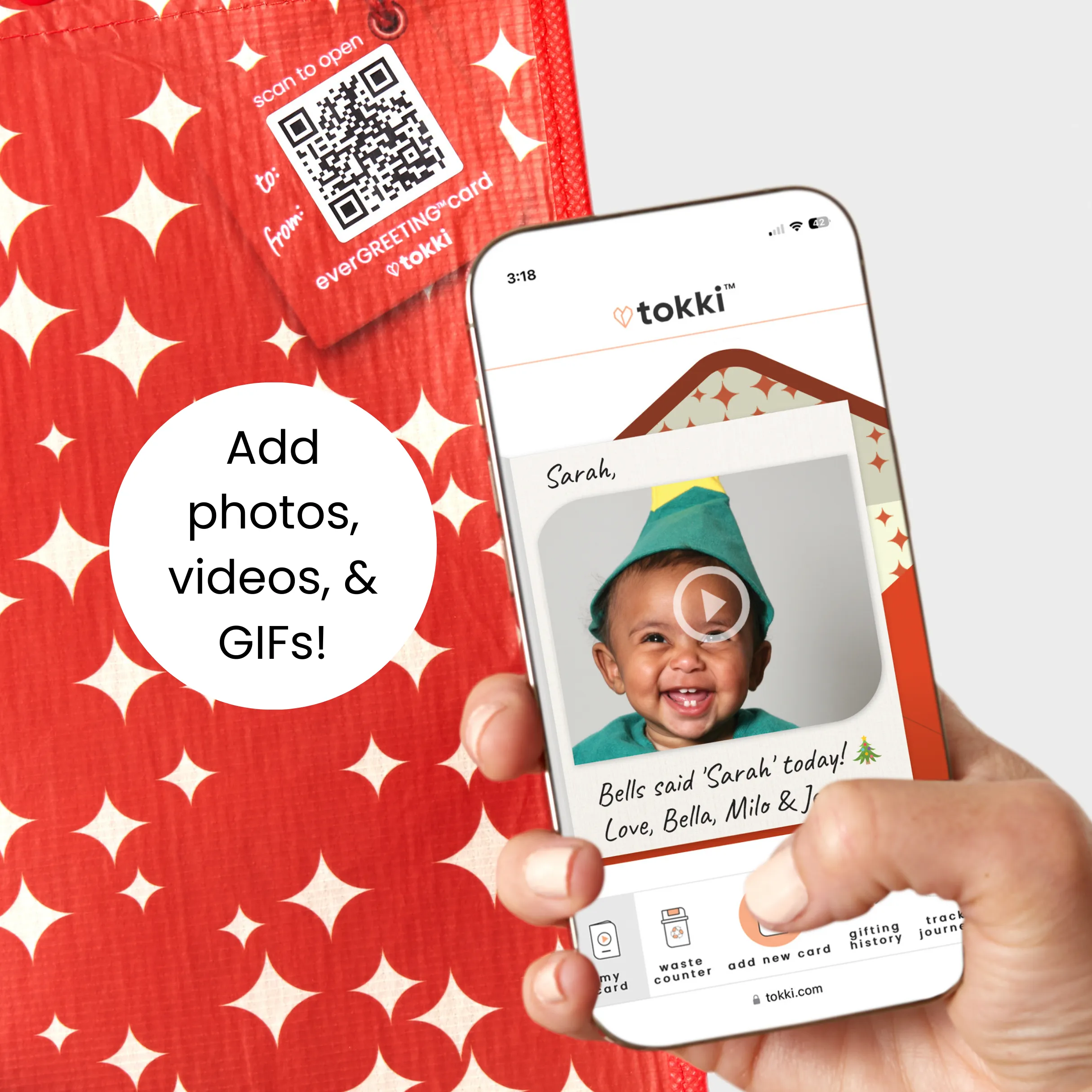 Wine Holiday Bundle | Reusable Gift Bag   QR Greeting Card | Cheers and Festive Forest