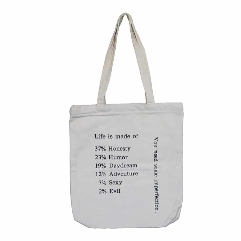 Women's Life Is Print Canvas Tote Bag