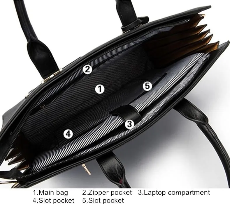 Women’s Vegan Leather Work Briefcase Shoulder Bag 13 inches Laptop Bag