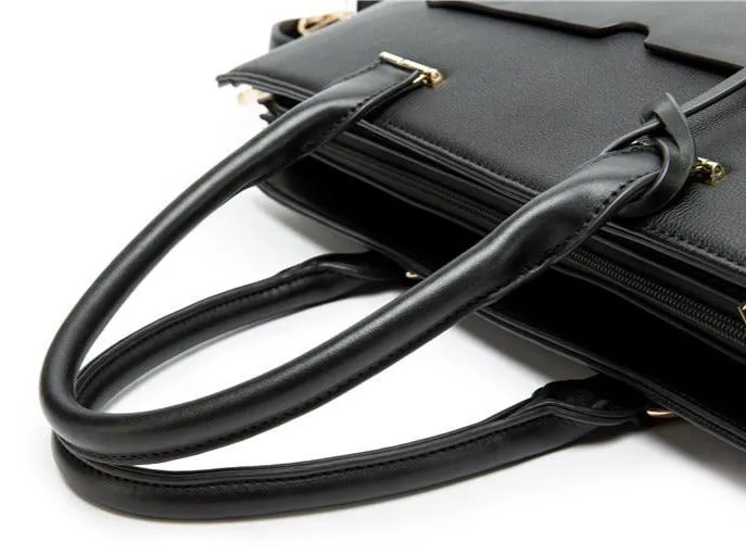 Women’s Vegan Leather Work Briefcase Shoulder Bag 13 inches Laptop Bag