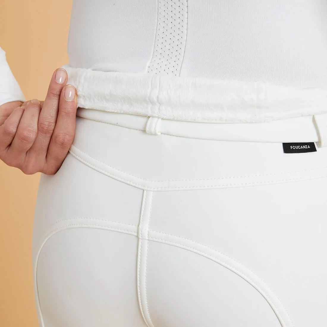 Women's Warm and Water-Repellent Horse Riding Jodhpurs Kipwarm 500 - White