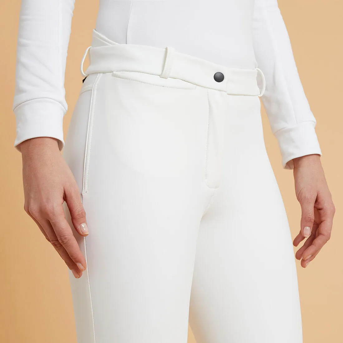 Women's Warm and Water-Repellent Horse Riding Jodhpurs Kipwarm 500 - White