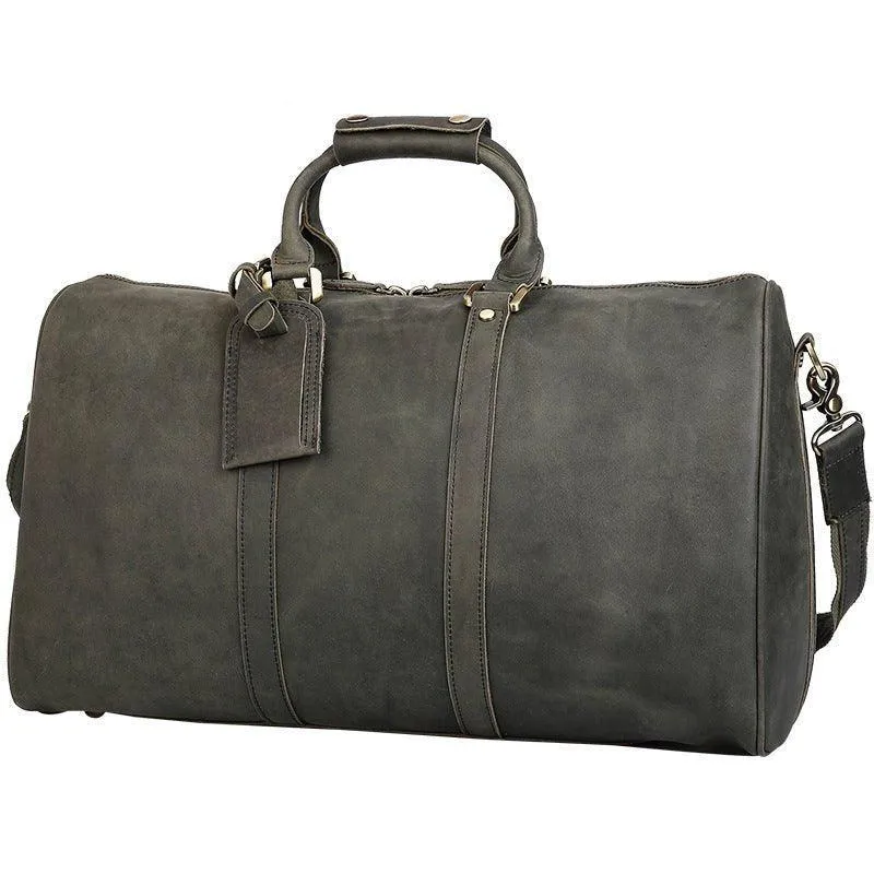 Woosir Handmade Full Grain Leather Duffle Bag Army Green