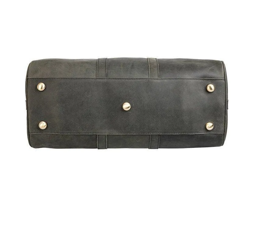 Woosir Handmade Full Grain Leather Duffle Bag Army Green
