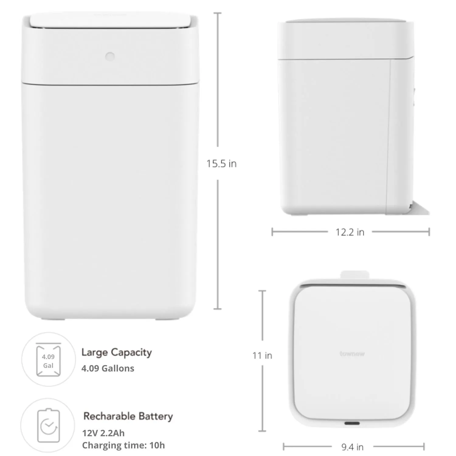 Xiaomi Mijia Townew T1 Auto Sealing Induction Cover Smart Trash Can Waste Bins