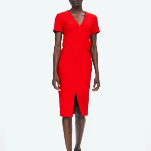 Zara red belted dress in size Small.