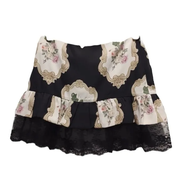 Zemeta Mini Skirt Renaissance Rose Tutu in Black Size Medium