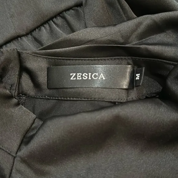 Zesica Black Silky Sleeveless Faux Wrap Mock Turtleneck Dress